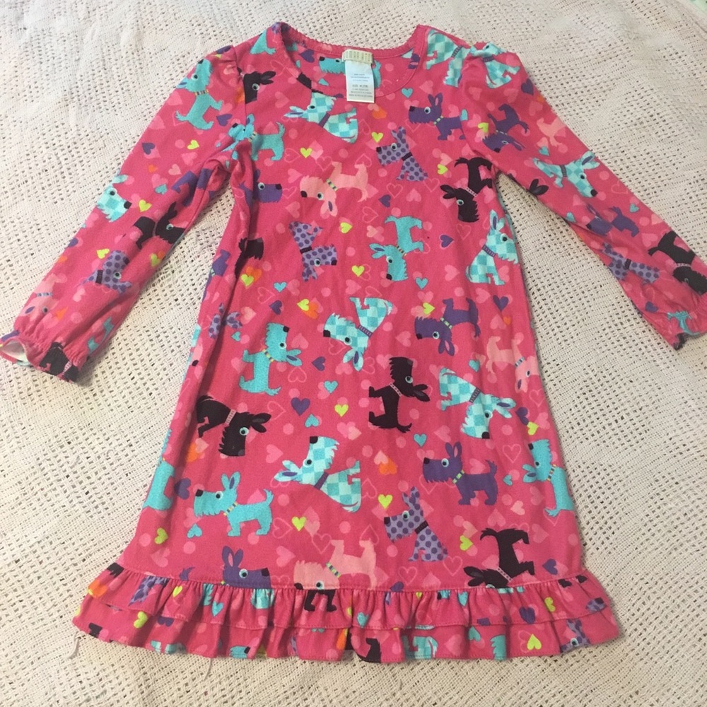 Girls pink dog pattern night gown 7/8